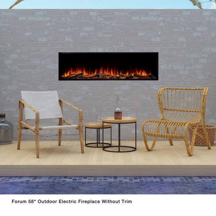 Simplifire Forum Built-In Outdoor Electric Fireplace With Trim Kit - No Heat