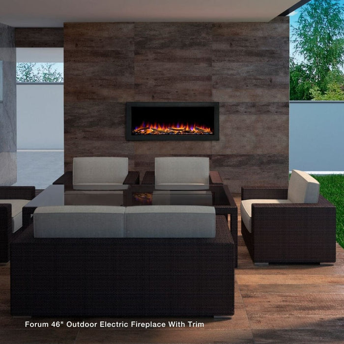 Simplifire Forum Built-In Outdoor Electric Fireplace With Trim Kit - No Heat