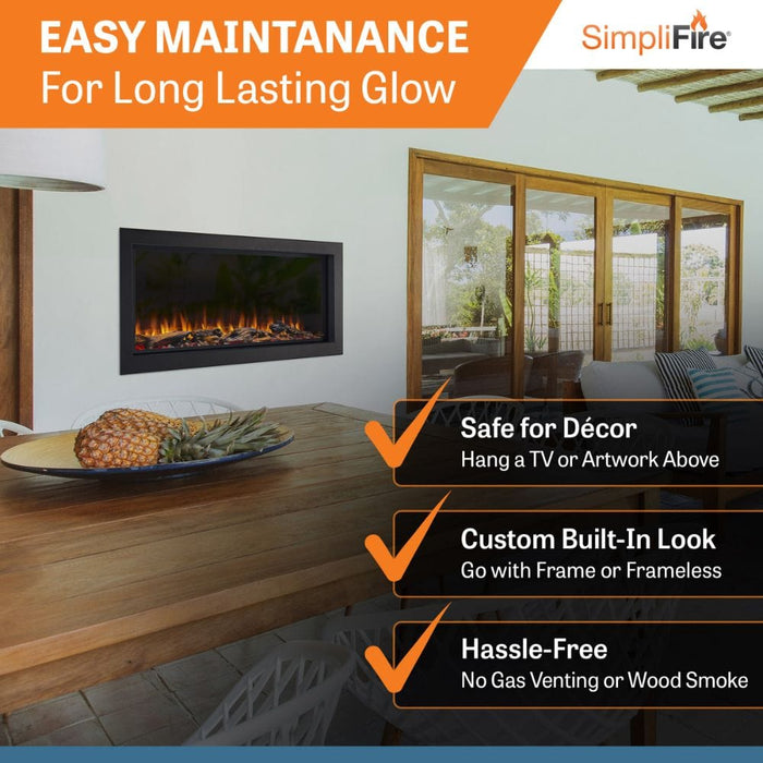 Simplifire Forum Built-In Outdoor Electric Fireplace With Trim Kit - No Heat