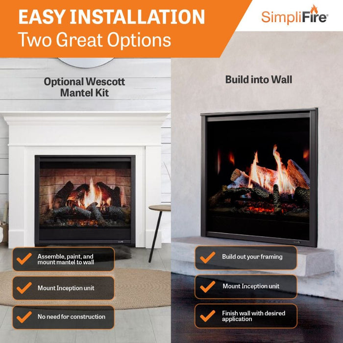 Simplifire Inception 36-Inch Traditional Built-In Electric Fireplace (SF-INC36)