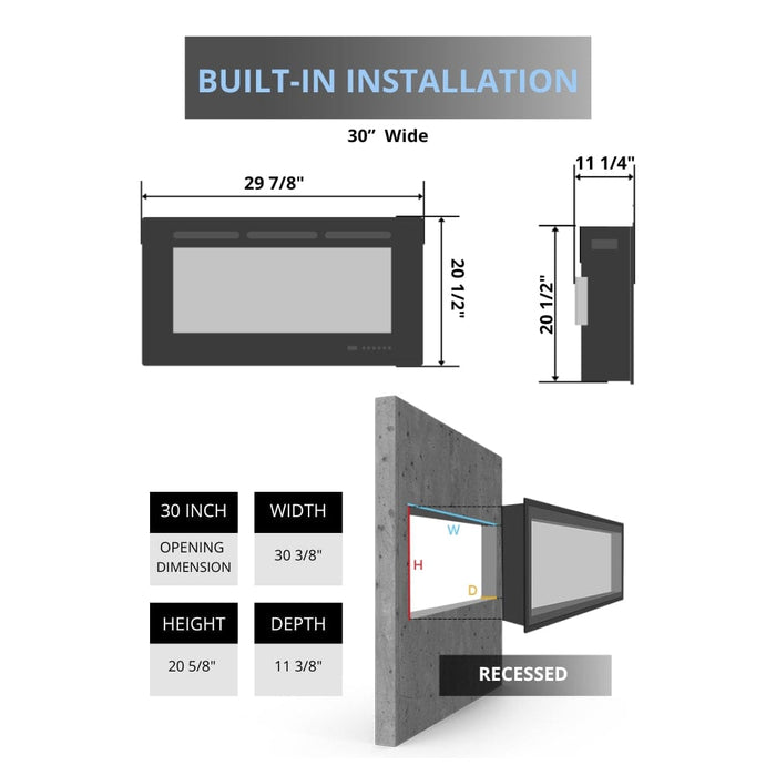 Simplifire Traditional Built-In Electric Fireplace Insert