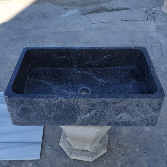 Natural Stone Sirius Black Marble Rectangular Above Vanity Bathroom Sink Polished