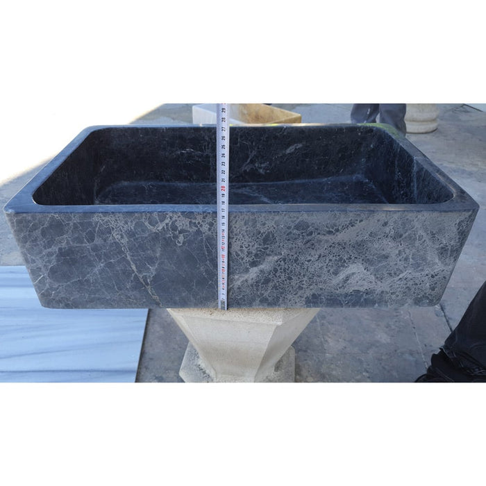 Natural Stone Sirius Black Marble Rectangular Above Vanity Bathroom Sink Polished