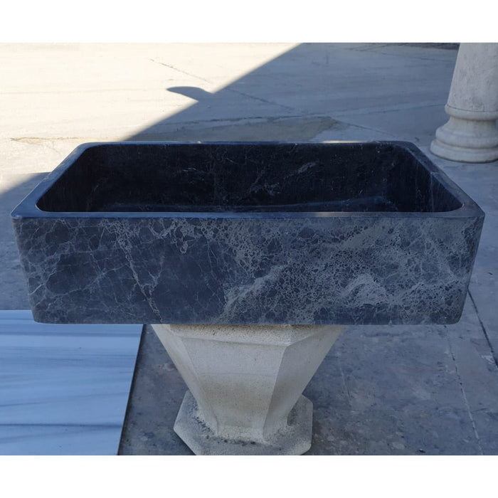 Natural Stone Sirius Black Marble Rectangular Above Vanity Bathroom Sink Polished