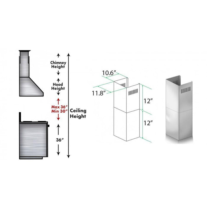 ZLINE Short Kit for 8ft. Ceilings-Outdoor Wall (SK-667/697-304)