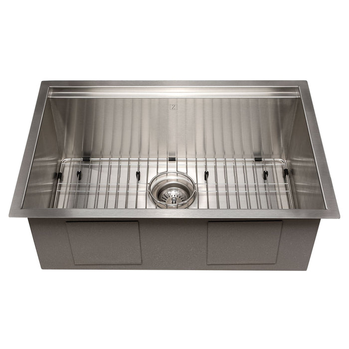 ZLINE 27 in. Garmisch Undermount Single Bowl Stainless Steel Kitchen Sink with Bottom Grid and Accessories, SLS-27