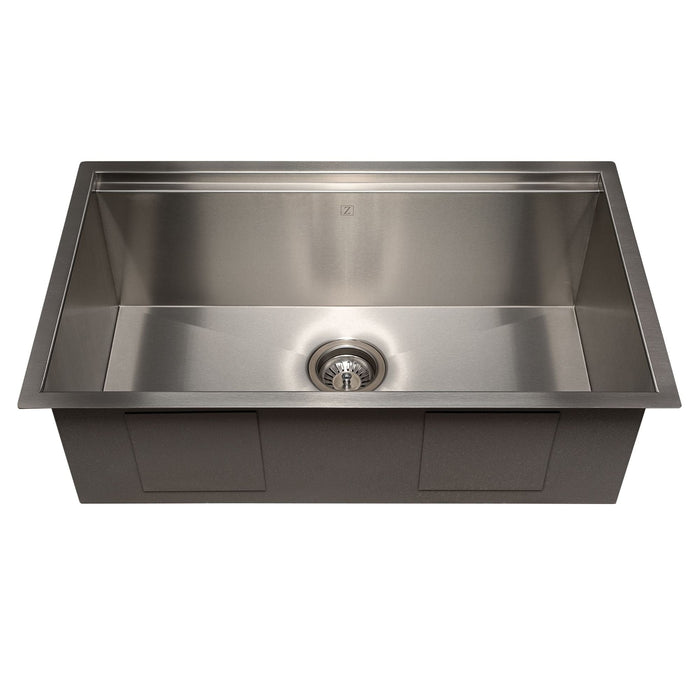 ZLINE 30 in. Garmisch Undermount Single Bowl Stainless Steel Kitchen Sink with Bottom Grid and Accessories, SLS-30