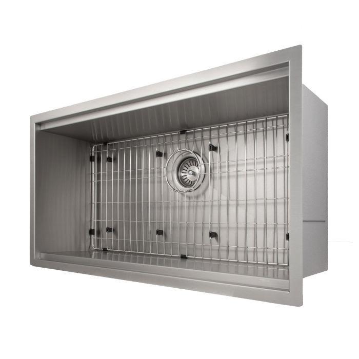 ZLINE 33 in. Garmisch Undermount Single Bowl Stainless Steel Kitchen Sink with Bottom Grid and Accessories, SLS-33