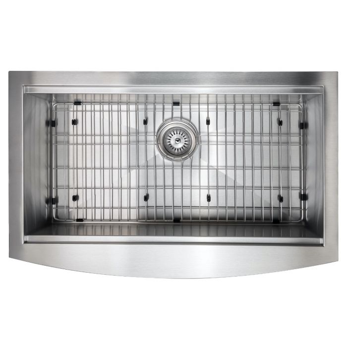 ZLINE 33 in. Moritz Farmhouse Apron Mount Single Bowl Stainless Steel Kitchen Sink with Bottom Grid and Accessories, SLSAP-33