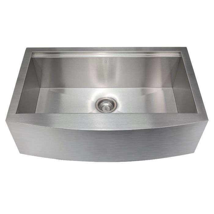 ZLINE 33 in. Moritz Farmhouse Apron Mount Single Bowl Stainless Steel Kitchen Sink with Bottom Grid and Accessories, SLSAP-33