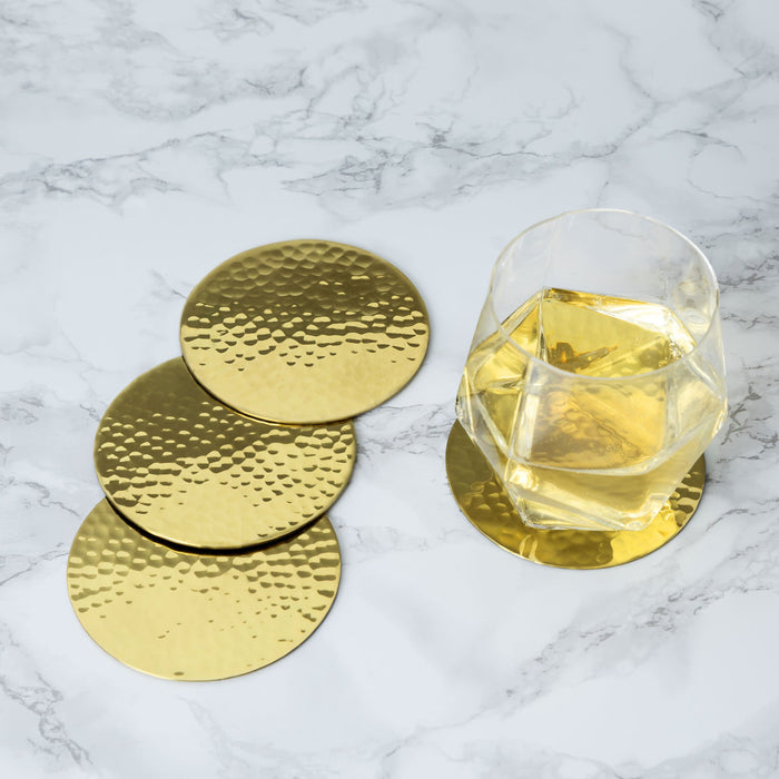 Hammered Brass Coasters Set of 4