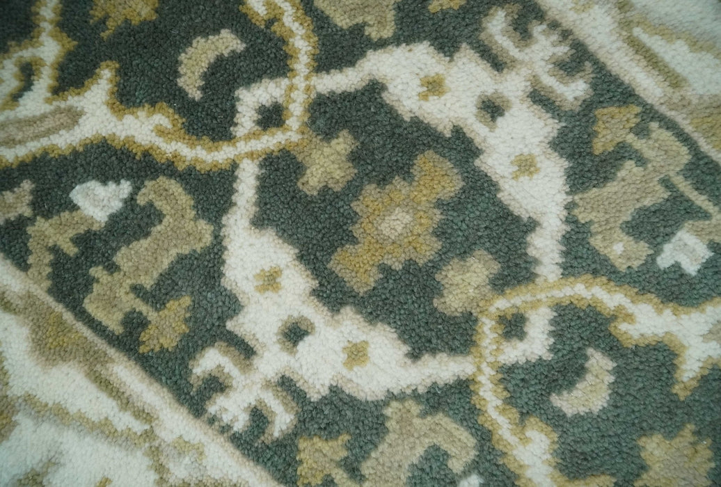 Small Entryway 2x3 Gray, Ivory and Beige Hand Knotted Oriental Oushak  Wool Area Rug