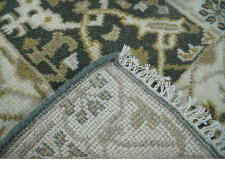 Small Entryway 2x3 Gray, Ivory and Beige Hand Knotted Oriental Oushak  Wool Area Rug
