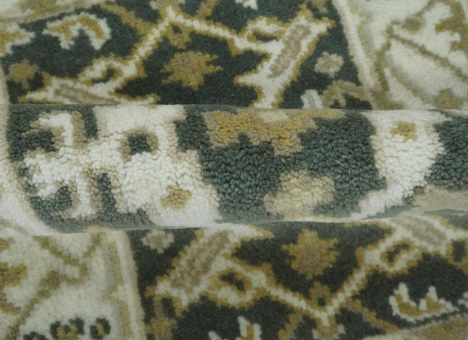 Small Entryway 2x3 Gray, Ivory and Beige Hand Knotted Oriental Oushak  Wool Area Rug