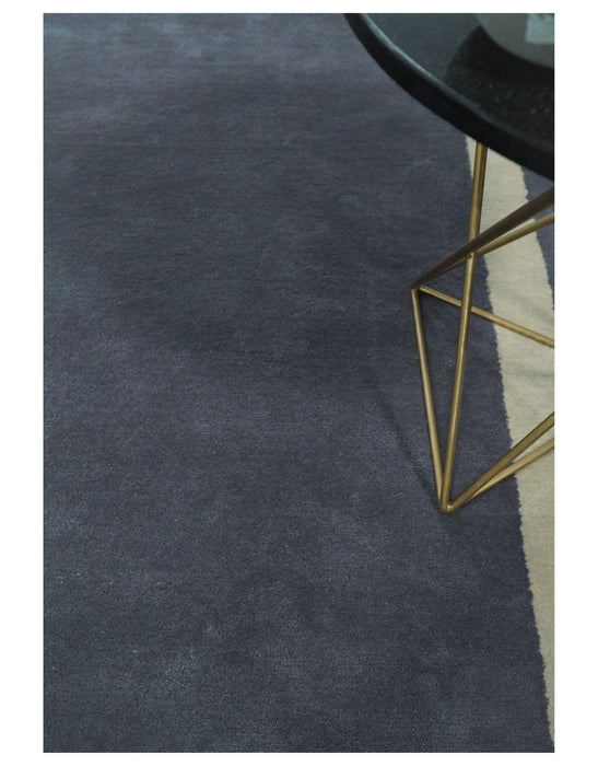Solid 8x10 Gray and Beige Handmade Modern Scandinavian Wool Area Rug | SOL1