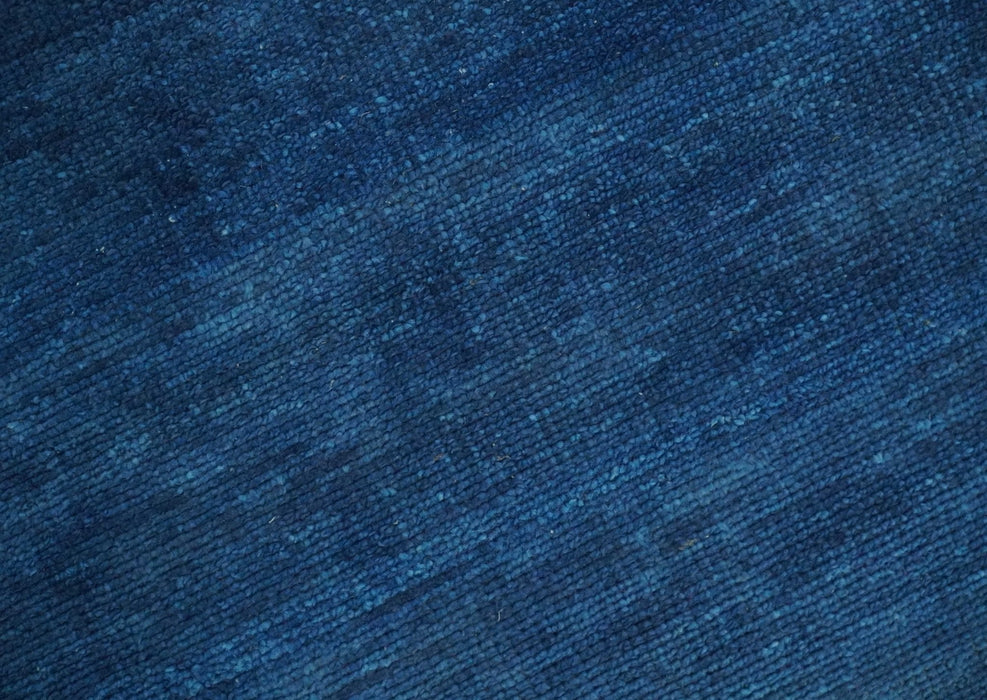 Solid Blue Hand knotted Contemporary 8x10 wool Area Rug