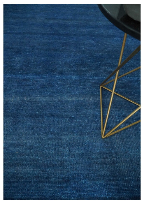 Solid Blue Hand knotted Contemporary 8x10 wool Area Rug
