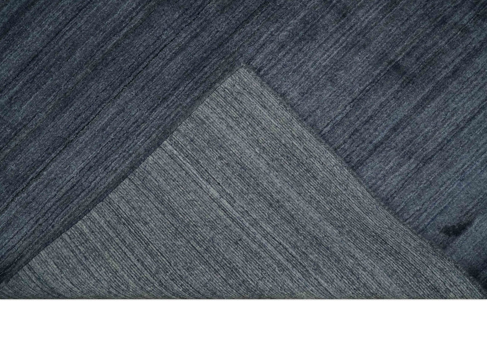 Solid Blue Scandinavian 5x7 Blended Bamboo Silk Flatwoven Area Rug, Dinning, Kids Rug | HL42