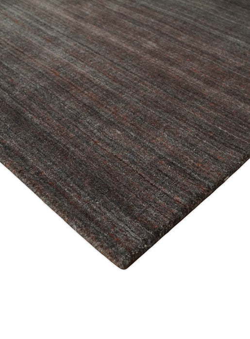 Solid Brown Scandinavian 5x7 Blended Wool Flatwoven Area Rug, Dinning, Kids Rug | HL17
