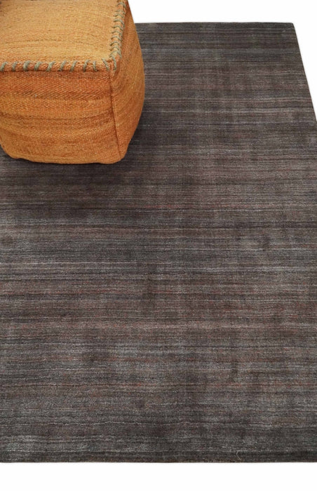 Solid Brown Scandinavian 5x7 Blended Wool Flatwoven Area Rug, Dinning, Kids Rug | HL17