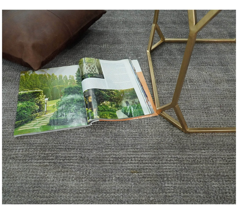 Hand Woven Low Pile Solid Gray Blended Wool Area Rug