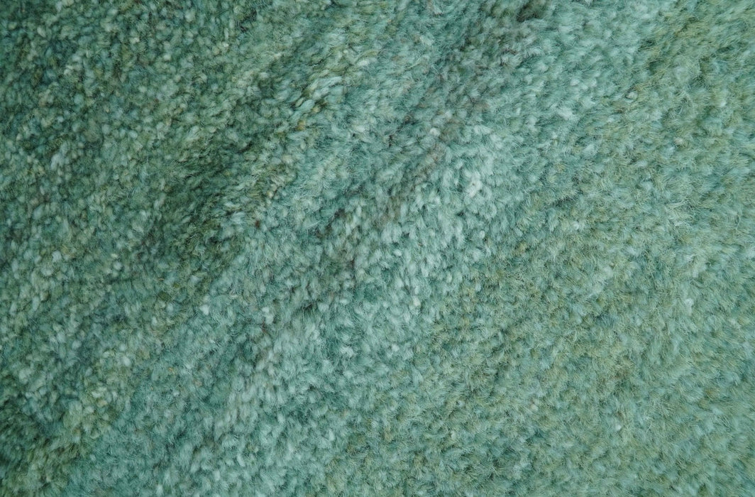Solid Green Hand knotted Contemporary Custom Made wool Area Rug