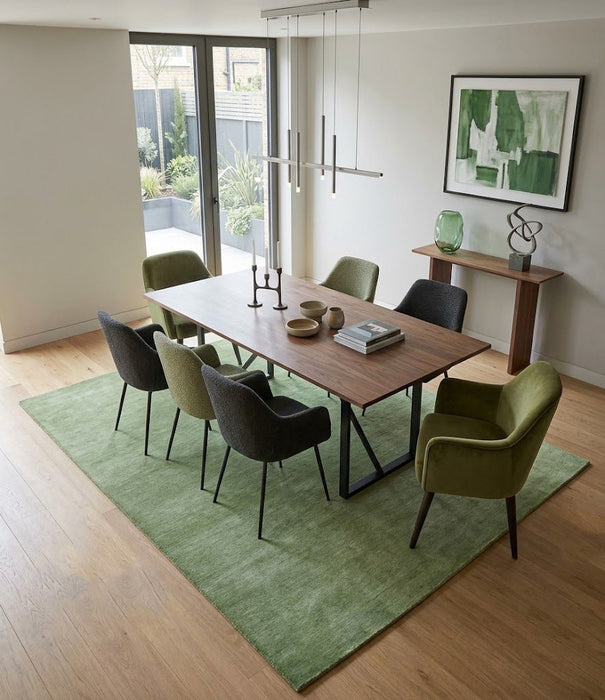 Solid Green Woolen Hand Tufted contemporary 8x10 wool Rug