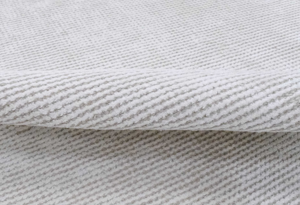 Modern Solid White Hand Made Textured Wool Area Rug