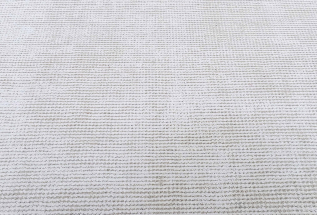 Modern Solid White Hand Made Textured Wool Area Rug