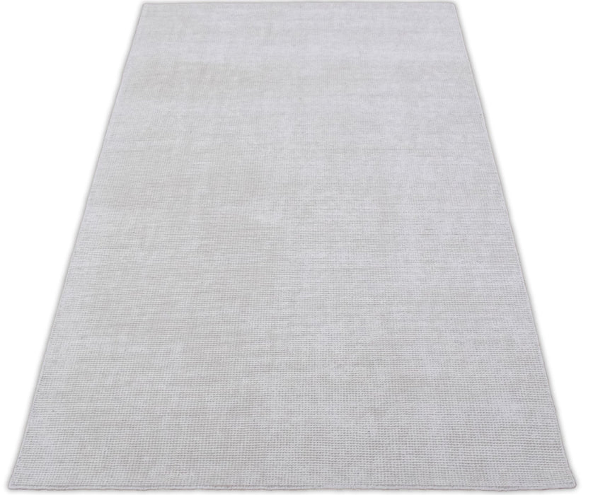 Modern Solid White Hand Made Textured Wool Area Rug
