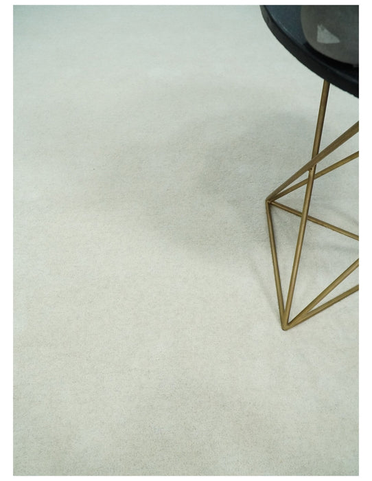 Custom Made Modern Solid Ivory Hand Tufted Wool Rug