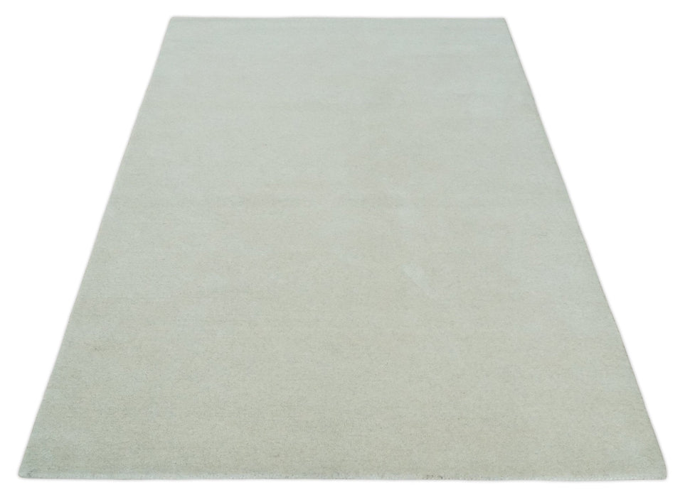 Custom Made Solid Ivory White Hand Tufted Layering Rug