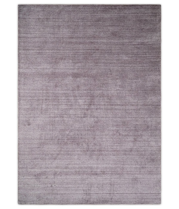 Solid Lavender Purple Scandinavian 5x7 Blended Wool Flatwoven Area Rug | HL12