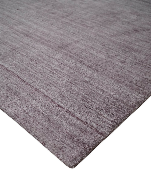 Solid Lavender Purple Scandinavian 5x7 Blended Wool Flatwoven Area Rug