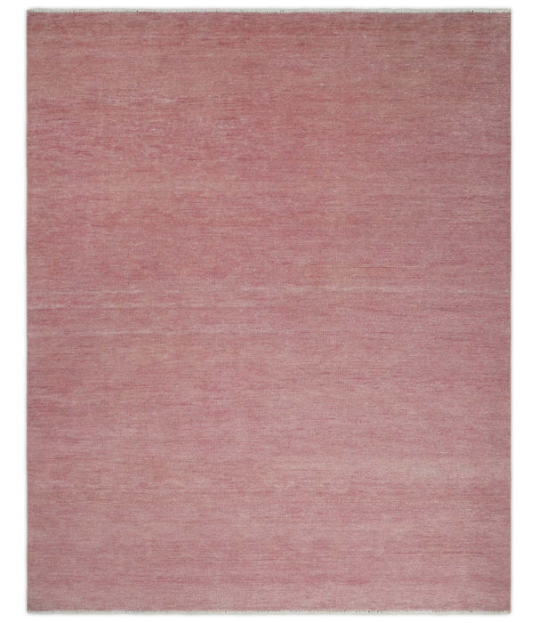 Solid Pink 8x10 Modern Contemporary Hand knotted wool Area Rug