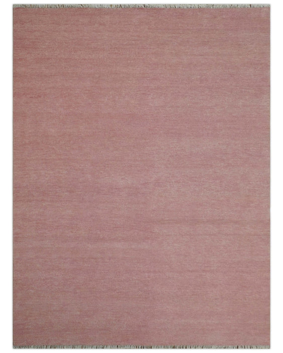 Solid Pink Custom Made Modern Contemporary Hand knotted wool Area Rug
