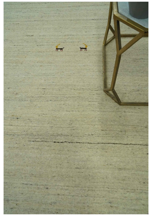 Solid Plain Beige and Charcoal Hand loom Multi size wool area Rug