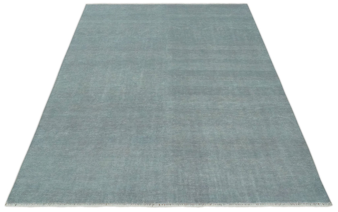 Solid Plain Gray Hand knotted Modern look 8x10 wool Area Rug