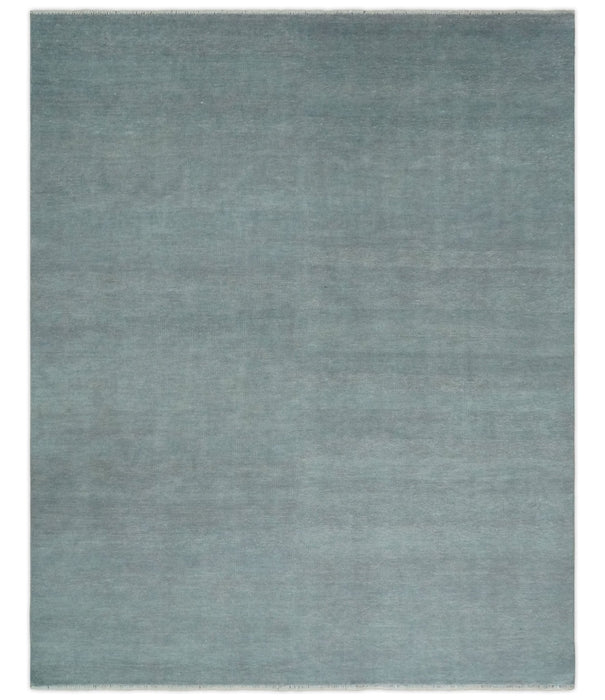 Solid Plain Gray Hand knotted Modern look 8x10 wool Area Rug