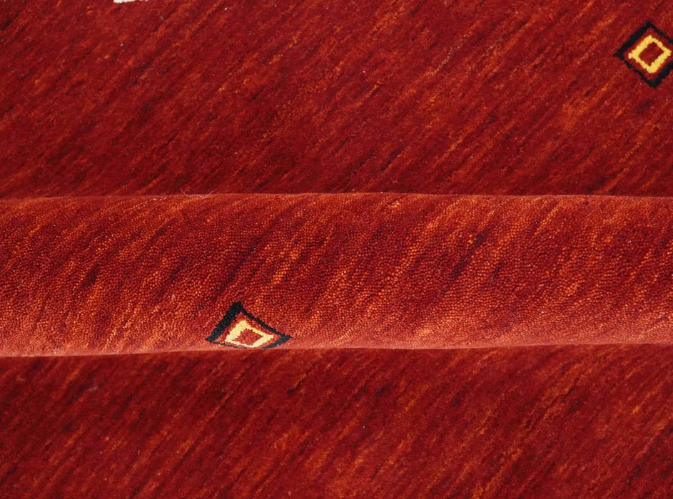 Solid Plain Maroon Geometrical Design Hand loom 4.6x7 wool area Rug