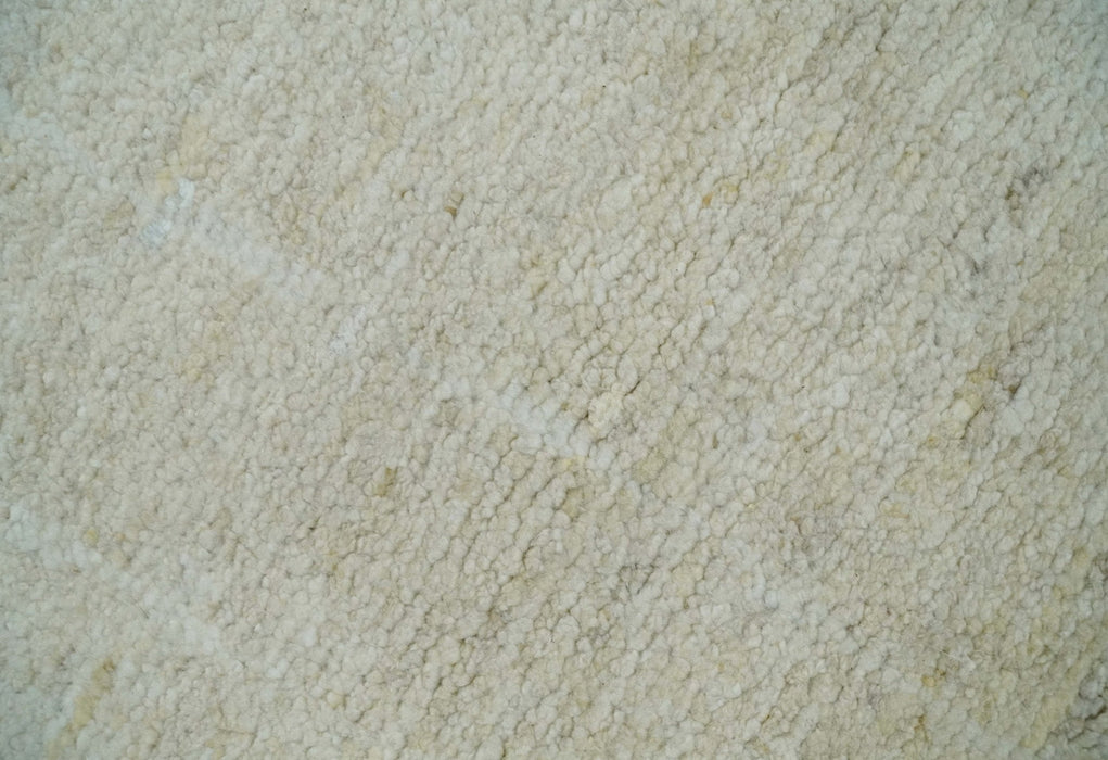 Solid plane Beige Hand Knotted 8.7x9.8 Wool Area Rug