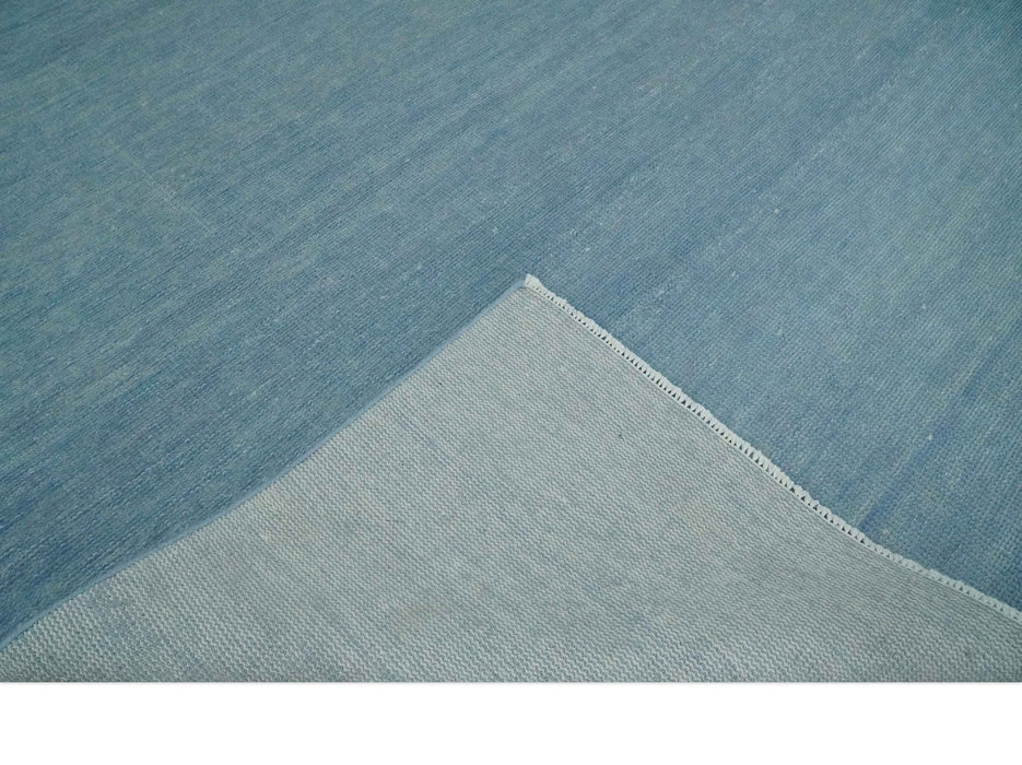 Solid Plane Blue Custom Made Modern Hand knotted wool Area Rug