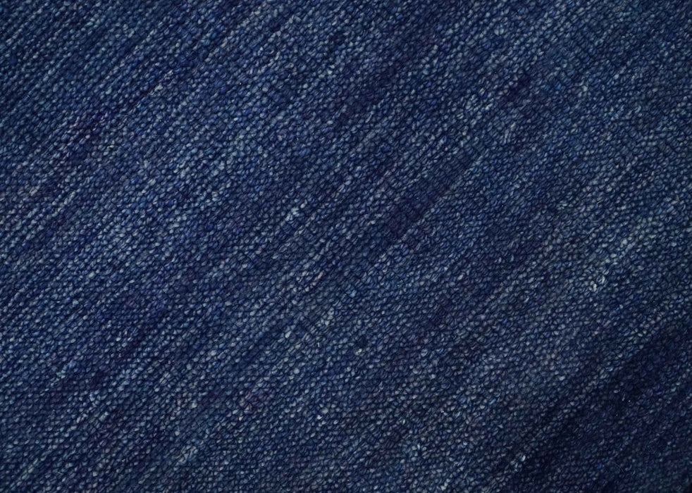 Solid Plane Navy Blue Hand knotted Modern 8x10 wool Area Rug