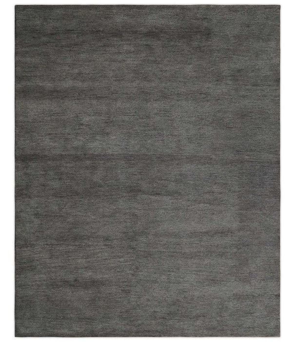Solid Charcoal Woolen Hand Tufted contemporary area Rug