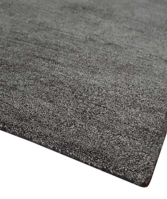Solid Charcoal Woolen Hand Tufted 8x10 wool area Rug