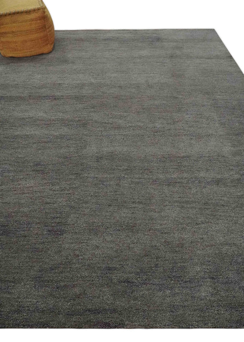 Solid Charcoal Woolen Hand Tufted 8x10 wool area Rug