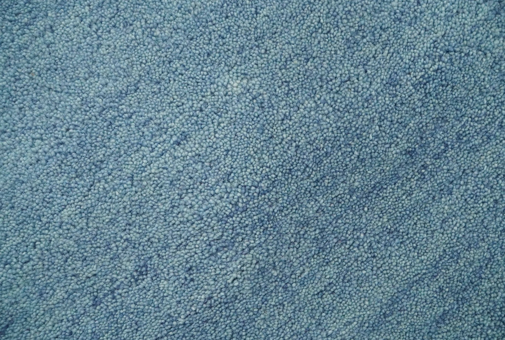Solid Light Blue Woolen Hand Tufted 8x10 contemporary area Rug