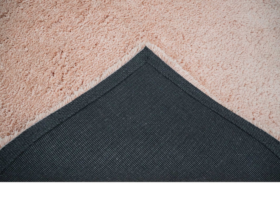 Solid Plush and Soft 3x5, 4x6 and 5x7 Hand Woven Shag Peach Area Rug | SHAG11