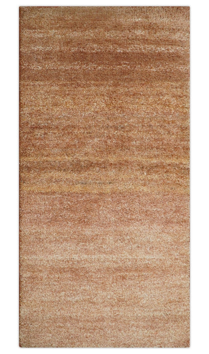 Solid Rust Hand knotted Contemporary Custom Made wool Area Rug
