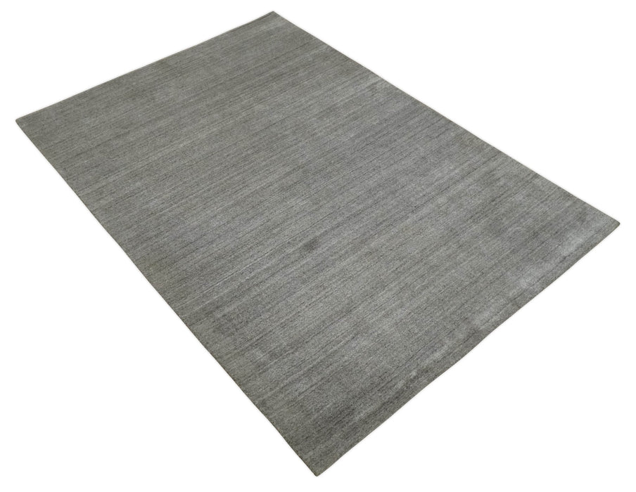 Solid Shaded Gray Shaded Scandinavian 5x7 Blended Wool Flatwoven Area Rug | HL33